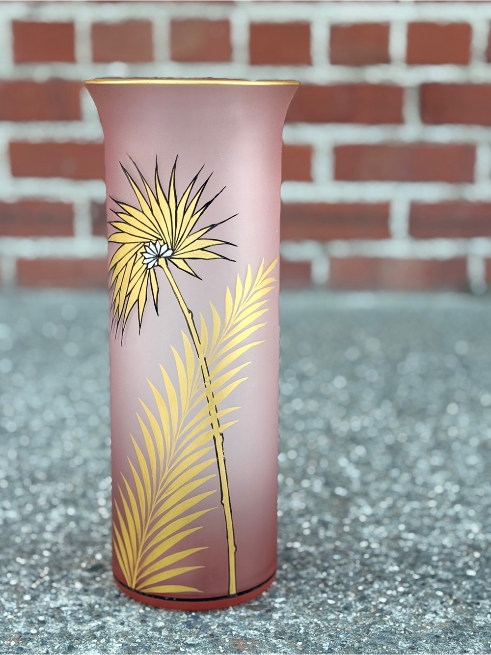 Vintage Womar Glass Vase- 12x4”
